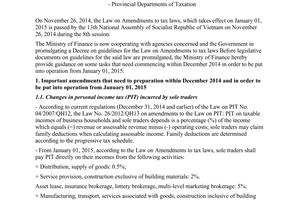 Official Dispatch No. 17526/BTC-TCT dated 2014 implementation the Law on amendments to tax Laws