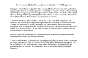 Offical Dispatch 1420/KCB-PHCN&GD responding 2090/SLDTBXH-LDVL