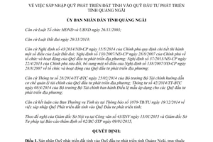 Quyết định 04/2015/QĐ-UBND sáp nhập Quỹ phát triển đất vào Quỹ đầu tư phát triển tỉnh Quảng Ngãi