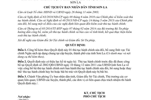 Quyết định 188/QĐ-UBND 2015 công bố thủ tục hành chính Tài chính Ngân sách huyện thành phố Sơn La