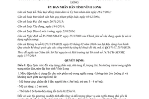 Quyết định 03/2015/QĐ-UBND mức đất xây dựng mộ nhà tang lễ tượng đài bia tưởng niệm Vĩnh Long