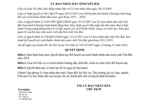 Quyết định 99/QĐ-UBND Kế hoạch cải cách hành chính nhà nước 2015 Yên Bái