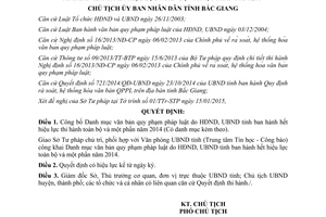 Quyết định 129/QĐ-UBND 2015 Danh mục văn bản quy phạm pháp luật hết hiệu lực 2014 Bắc Giang