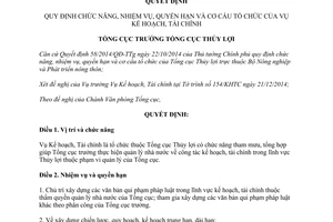 Quyết định 60/QĐ-TCTL-VP 2015 chức năng nhiệm vụ quyền hạn tổ chức Vụ Kế hoạch Tài chính