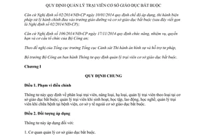 Thông tư 07/2015/TT-BCA quy định quản lý trại viên cơ sở giáo dục bắt buộc