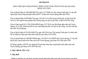 Kế hoạch 171/KH-SNN thực hiện quy hoạch phát triển chăn nuôi Tuyên Quang 2012 2020 2015