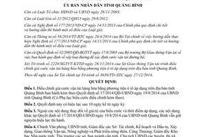 Quyết định 03/2015/QĐ-UBND Điều chỉnh giá cước vận tải hàng hóa phương tiện ô tô Quảng Bình