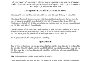 Quyết định 308/QĐ-UBND 2015 Danh mục văn bản quy phạm pháp luật hết hiệu lực Lâm Đồng