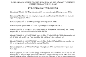 Quyết định 03/2015/QĐ-UBND Quy định về quản lý khai thác  bảo vệ công trình thủy lợi An Giang