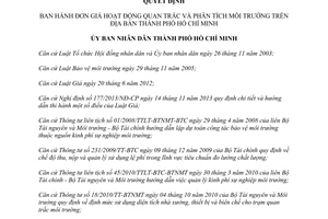 Quyết định 05/2015/QĐ-UBND Đơn giá hoạt động quan trắc phân tích môi trường Thành phố Hồ Chí Minh