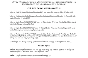 Quyết định 53/QĐ-UBND 2015 văn bản quy phạm pháp luật hết hiệu lực quận 11