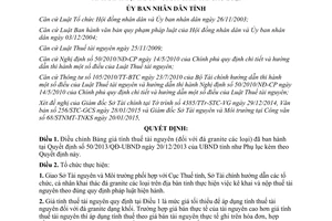 Quyết định 05/2015/QĐ-UBND sửa đổi bảng giá tính thuế tài nguyên đá granite các loại Bình Định