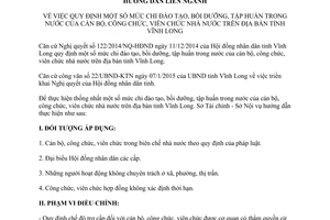 Hướng dẫn 97/HDLN-STC-SNV 2015 mức chi đào tạo bồi dưỡng cán bộ công viên chức Vĩnh Long