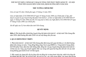 Quyết định 142/QĐ-TTg 2015 Quy hoạch tổng thể phát triển kinh tế xã hội Tiền Giang đến 2020 2030