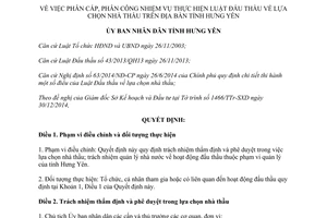 Quyết định 03/2015/QĐ-UBND lựa chọn nhà thầu Hưng Yên