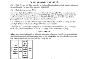 Quyết định 05/2015/QĐ-UBND hệ số quy đổi từ thành phẩm sang nguyên khai khoáng sản Phú Yên