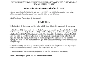 Quyết định 99/QĐ-BHXH 2015 cơ cấu tổ chức Bảo hiểm xã hội địa phương