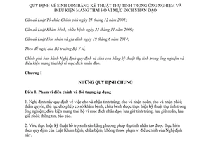 Nghị định 10/2015/NĐ-CP sinh con bằng kỹ thuật thụ tinh trong ống nghiệm mang thai hộ