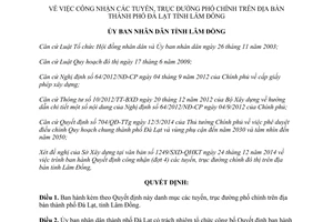 Quyết định 298/QĐ-UBND công nhận các tuyến trục đường phố chính Lâm Đồng 2015