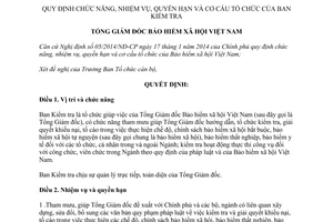 Quyết định 112/QĐ-BHXH 2015 nhiệm vụ quyền hạn cơ cấu tổ chức Ban Kiểm tra