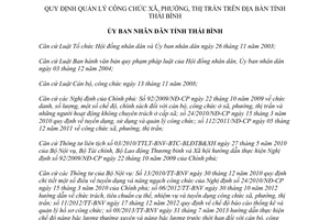 Quyết định 01/2015/QĐ-UBND quản lý công chức xã phường thị trấn Thái Bình