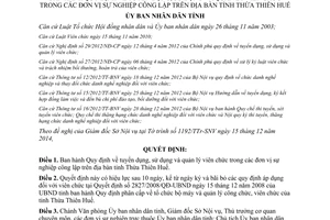 Quyết định 05/2015/QĐ-UBND tuyển dụng sử dụng và quản lý viên chức Thừa Thiên Huế