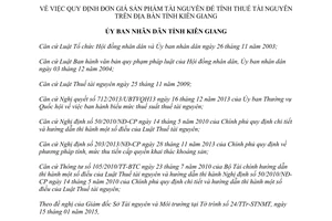 Quyết định 07/2015/QĐ-UBND đơn giá sản phẩm tài nguyên Kiên Giang