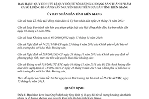 Quyết định 08/2015/QĐ-UBND tỷ lệ quy đổi khoáng sản thành phẩm ra khoáng sản nguyên khai Kiên Giang