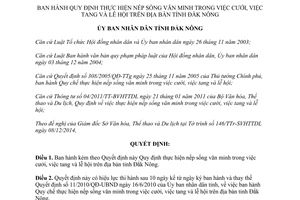 Quyết định 05/2015/QĐ-UBND nếp sống văn minh trong việc cưới tang lễ hội Đắk Nông