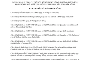 Quyết định 07/2015/QĐ-UBND bồi thường hỗ trợ tái định cư khi Nhà nước thu hồi đất Đắk Nông