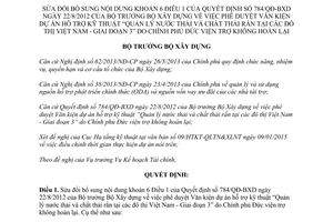 Quyết định 117/QĐ-BXD 2015 sửa đổi 784/QĐ-BXD Quản lý nước thải tại đô thị viện trợ không hoàn lại