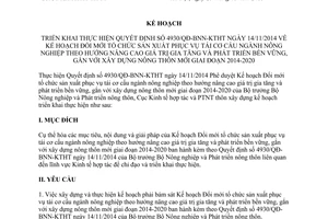 Kế hoạch 51/KH-KTHT-HTTT thực hiện Quyết định 4930/QĐ-BNN-KTHT đổi mới sản xuất tái cơ cấu ngành nông nghiệp 2015