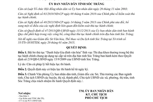 Quyết định 264/QĐ-UBND thủ tục hành chính áp dụng tại cấp xã Sóc Trăng 2015