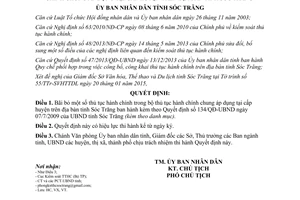 Quyết định 266/QĐ-UBND thủ tục hành chính chung áp dụng tại cấp huyện Sóc Trăng 2015