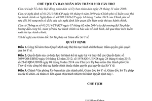 Quyết định 385/QĐ-UBND 2015 công bố thủ tục hành chính mới Sở Y tế Cần Thơ