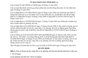 Quyết định 01/2015/QD-UBND giao số lượng cán bộ công chức ở xã phường thị trấn Sơn La