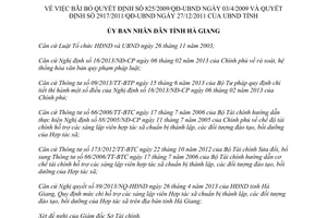 Quyết định 216/QĐ-UBND 2015 bãi bỏ Quyết định 825/2009/QĐ-UBND Hà Giang