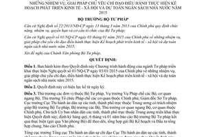 Quyết định 228/QĐ-BTP thực hiện 01/NQ-CP phát triển kinh tế xã hội dự toán ngân sách nhà nước 2015