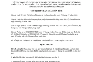 Quyết định 237/QĐ-UBND 2015 Danh mục văn bản quy phạm pháp luật hết hiệu lực 2014 Bình Dương