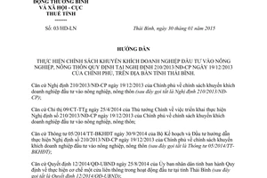 Hướng dẫn 03/HD-LN khuyến khích doanh nghiệp đầu tư nông nghiệp nông Thái Bình 2015