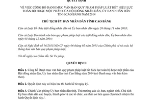 Quyết định 158/QĐ-UBND Danh mục văn bản quy phạm pháp luật hết hiệu lực Cao Bằng