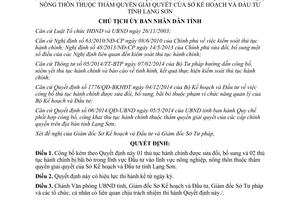 Quyết định 169/QĐ-UBND 2015 thủ tục hành chính đầu tư vào nông nghiệp nông thôn Lạng Sơn
