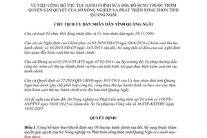 Quyết định 130/QĐ-UBND thủ tục hành chính thuộc sở nông nghiệp phát triển nông thôn Quảng Ngãi 2015