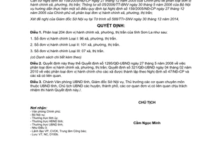 Quyết định 01/QĐ-UBND 2015 phân loại đơn vị hành chính xã phường thị trấn Sơn La