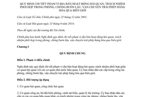 Nghị định 01/2015/NĐ-CP địa bàn hoạt động hải quan trách nhiệm phối hợp phòng chống buôn lậu