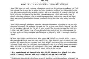 Chỉ thị 01/CT-VKSTC 2015 công tác ngành kiểm sát nhân dân