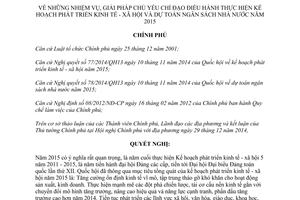 Nghị quyết 01/NQ-CP nhiệm vụ giải pháp thực hiện kế hoạch phát triển kinh tế xã hội dự toán ngân sách nhà nước 2015