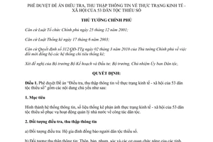 Quyết định 02/QĐ-TTg năm 2015 Điều tra thu thập thông tin thực trạng kinh tế  xã hộ 53 dân tộc thiểu số