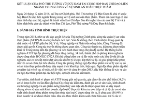 Thông báo 01/TB-VPCP 2015 kết luận Phó Thủ tướng cuộc họp Ban Chỉ đạo liên ngành Trung ương vệ sinh an toàn thực phẩm