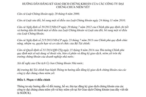 Thông tư 01/2015/TT-BTC hướng dẫn đăng ký giao dịch chứng khoán công ty đại chúng chưa niêm yết